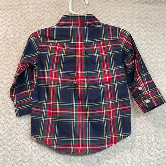 NWT Janie & Jack Infant Boy Tartan Plaid Button Up Long Sleeve Shirt 6-12mos - Picture 3 of 6